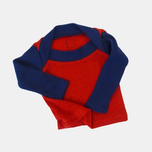 Image of Wooly Jester Long Sleeve Tee - Navy+Tomato