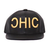 Image of OHIO/CHIC Leather 6 Panel Hat - BLK/GOLD
