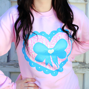 Image of Baby Pink Leopard Heart Sweatshirt