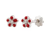 Image of Red Daisy Stud Earrings