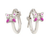 Image of Pink Butterfly Hoop Earrings