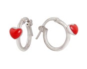 Image of Red Heart Hoop Earrings
