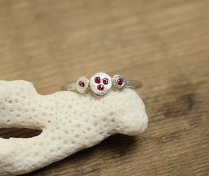 Image of Triple sequin ruby ring, sterling silver