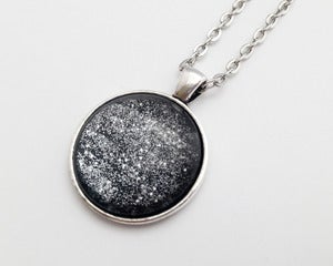 Image of Hand Painted Necklace - - Galatic Girl in Antiqued Silver