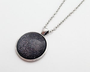 Image of Hand Painted Necklace - - Deep Space in Antiqued Silver