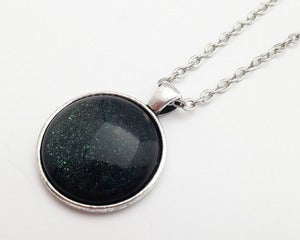 Image of Hand Painted Necklace - - Supernova in Antiqued Silver