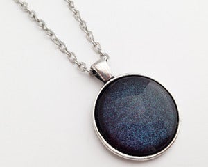 Image of  Hand Painted Necklace - - So Cosmic in Antiqued Silver