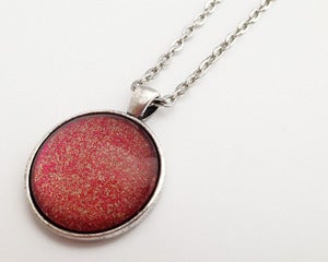 Image of Hand Painted Necklace - - Red Crush in Antiqued Silver