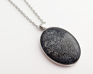 Image of Hand Painted Necklace - - Dark Energy in Antiqued Silver