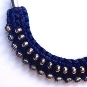 Image of macramé cresent necklace- navy