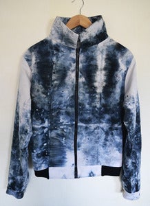 Image of Marble Dye Zipper Jacket with Ribbed Waistband