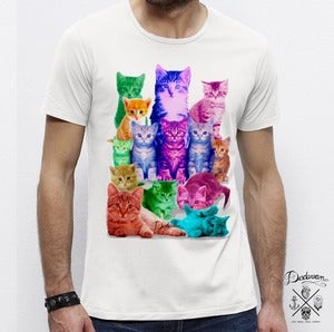 Image of T-shirt homme blanc Pussycats colors