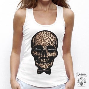 Image of Debardeur femme blanc Skull Leopard