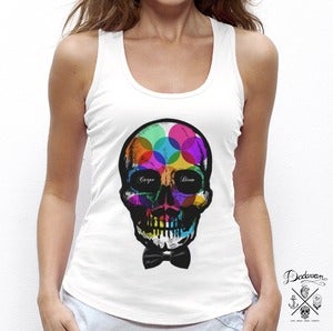 Image of Debardeur femme blanc Skull Carpe Diem