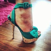 Image of Jade and Gold Bow Heels 