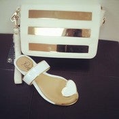 Image of White Heart Sandels and Bag
