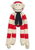 Image of Large Crochet Red stripe monkey 