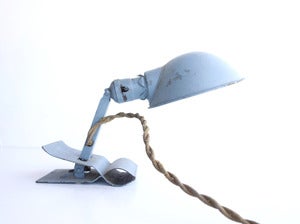 Image of Small Blue Vintage Industrial Clamp-On Lamp