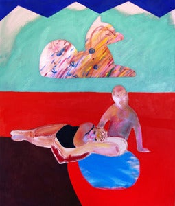 Image of Mother and son on a beach (Coney Island)