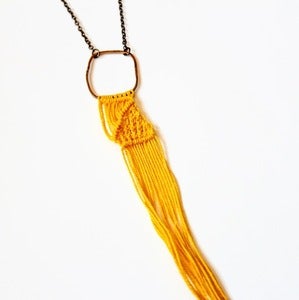Image of Arachne Thread Macrame Necklace in Yellow
