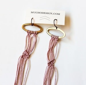 Image of Arachne Thread Macrame Earrings in Light Wine