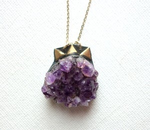 Image of Amethyst Geode Necklace with Triangles