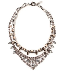Image of Metal-Luxe Crystal & Spike Necklace - Vintage Rose Crystal/Rhodium/Rose Gold Spikes