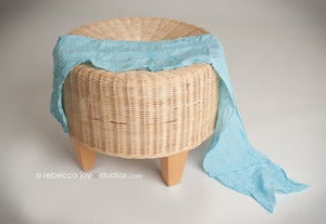 Image of Floral Stitch Wrap - Sky Blue