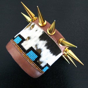 Image of Leather and Spikes Cuff