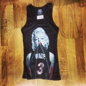 Image of Womens #1 Wade Fan Miami Heat Babydoll Tank Top in Black