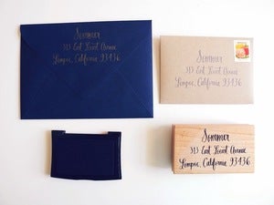 Image of Extra Large Custom calligraphy return address stamp