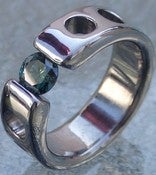 Image of Titanium Tension Set Band 1/2 Carat Certified Blue Diamond Ring