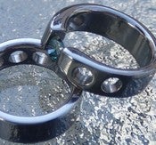 Image of Titanium Tension Set Band 1/2 Carat Certified Blue Diamond Ring and Wedding Ring