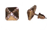 Image of 3D Pyramid 14k Gold Overlay Stud Earrings