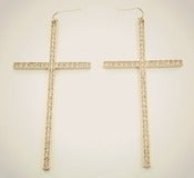 Image of Large Gold Earrings With Rhinestones