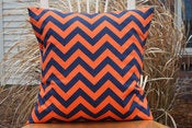 Image of Orange and Navy Decorative Pillows Chevron For the Nursery