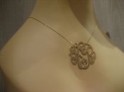 Image of Ginette_NY Large Lace Monogram Necklace.  