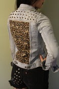 Image of Studded Cheetah Denim Jacket