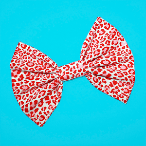 Image of HUGE Red & White Leopard Hair Bow