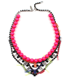 Image of Tribe Festival Crystal & Pearl Necklace W/Thread Details - Neon Pink