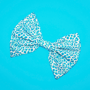 Image of HUGE Blue & White Leopard Hair Bow
