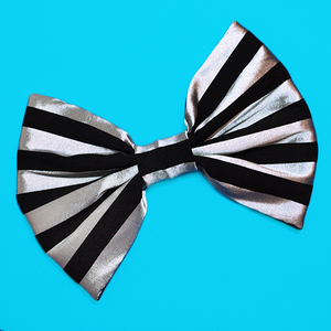 Image of HUGE Black and Silver Stripe Hair Bow