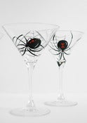 Image of Black Widow Spider Martini Glasses - Set of 2 Hand Painted Halloween Glasses