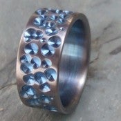 Image of Titanium Blue Spore Hand Carved Band