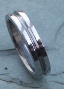 Image of Titanium Ring Band With Deep Center Stripe