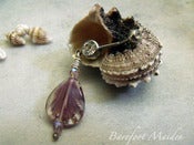 Image of Lilac Seashell Belly Ring | Vintage Pressed Glass, Surgical Steel