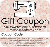 Image of $10 michellepatterns.com Gift Coupon