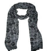 Image of White and black Peace print scarf