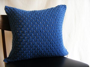 Image of Hand Knit Eyelet Cushion (Navy)(50x50cm)