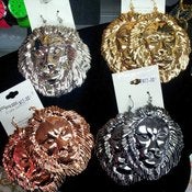 Image of Big Lion Head Earrings 